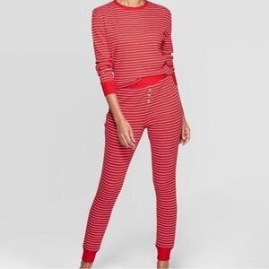 NEW Stars Above Thermal Pajama Set Red and White Stripe sz. XXL